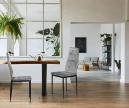 Komplet 4 krzeseł krzesło welurowe do jadalni i salonu 4 sztuki szare ModernHome