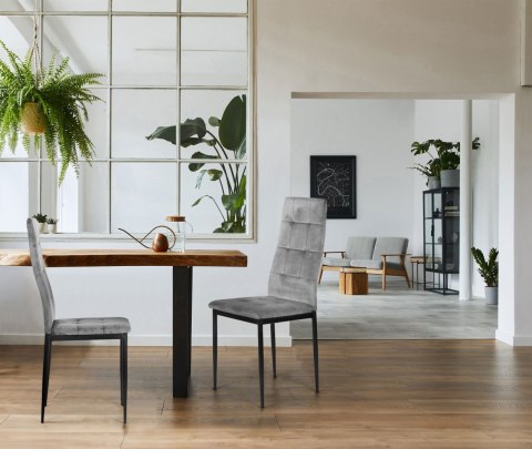 Komplet 4 krzeseł krzesło welurowe do jadalni i salonu 4 sztuki szare ModernHome