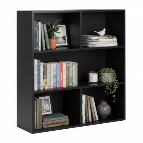 Nowoczesny regał stojący do salonu i sypialni 3 poziomy czarny ModernHome