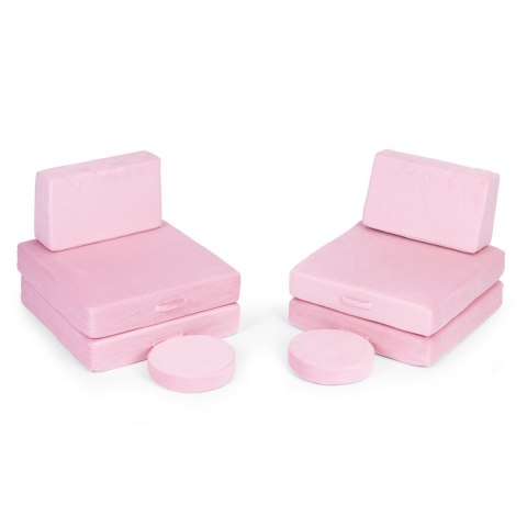 Sofa modułowa duża składana dla dzieci DIY 8 miękkich poduch - różowa ECOTOYS