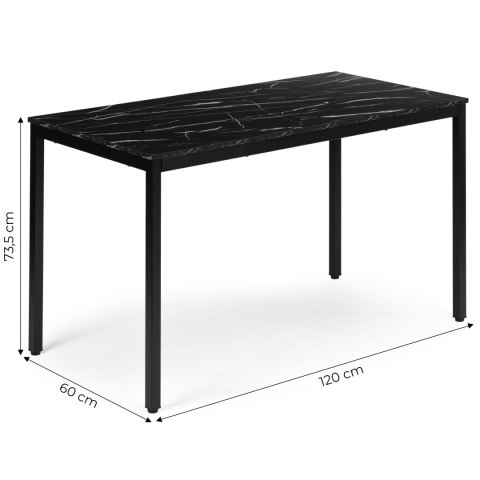 Stół do kuchni jadalni dla 4-5 osób biurko komputerowe 120x60 cm czarny marmur ModernHome