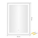 Lustro łazienkowe LED ścienne 50x70 cm 3 barwy włącznik dotykowy ModernHome