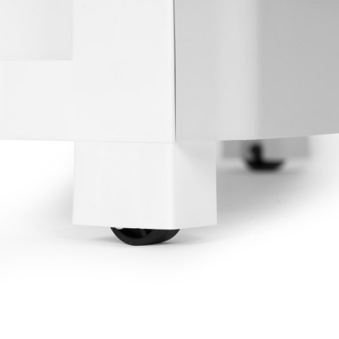 Regał z 5 wysuwanymi szufladami nogi z kółkami szary ModernHome