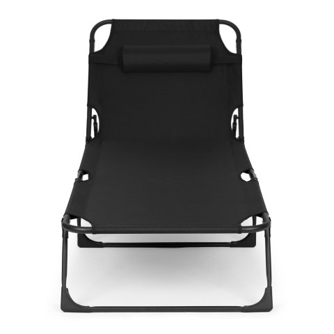 Leżak ogrodowy wędkarski leżanka składana z poduszką czarny MultiGarden