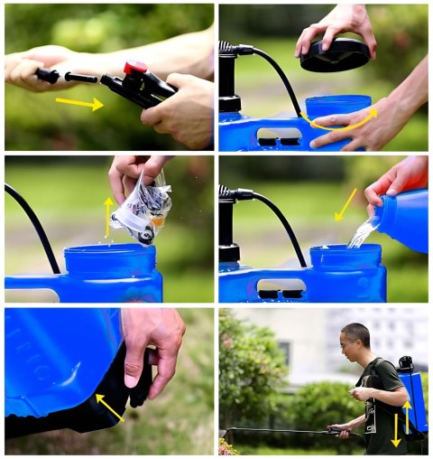 Opryskiwacz ciśnieniowy plecakowy 16L ogrodowy ręczny 2-4 bar długa lanca 4 dysze szelki MultiGarden