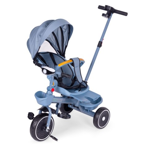 Rowerek trójkołowy spacerówka 2w1 obracane siedzisko składany daszek niebieski ECOTOYS