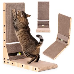 Drapak tekturowy dla kota narożny kartonowy legowisko z zabawką Petsi