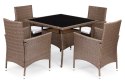 Komplet mebli ogrodowych z technorattanu 4 krzesła + stół MultiGarden