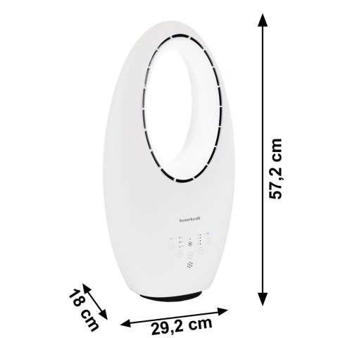Nowoczesny wentylator stojący bezłopatkowy podłogowy 60W 3 tryby pracy pilot timer podświetlenie LED