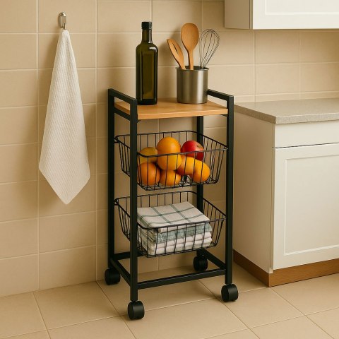 Regał mobilny szafka z 2 koszami i półką organizer na kółkach ModernHome