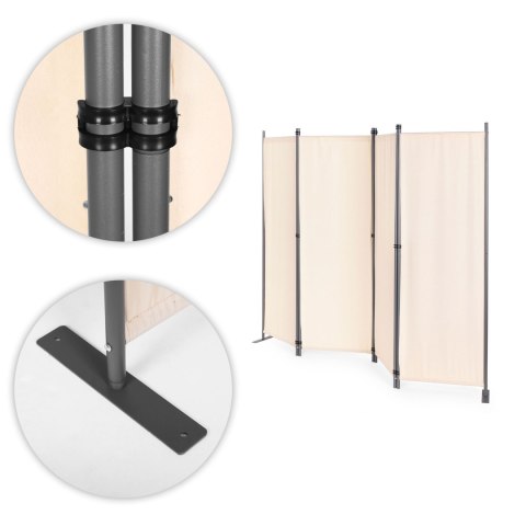 Składany parawan ogrodowy pokojowy 4-panelowy 167x216 cm beżowy MultiGarden