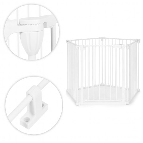 Bramka kojec barierka ochronna dla dzieci i zwierząt 5 paneli 60 cm metal biały ECOTOYS