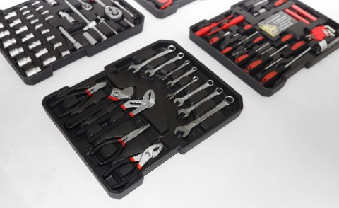 Duży zestaw narzędzi walizka narzędziowa na kółkach 189 elementów klucze wkrętaki bity