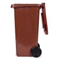 Kosz na śmieci pojemnik 120L kubeł śmietnik brązowy BIO gumowe koła