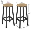 Stołek barowy okrągły 2 sztuki 65 cm hoker kuchenny wysokie krzesło z podnóżkiem
