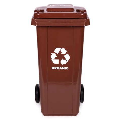 Zestaw 2 koszy na śmieci pojemniki 2x120L czarny brązowy odpady zmieszane BIO gumowe koła